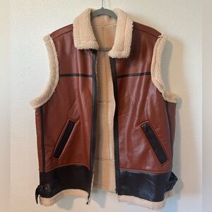 Vegan leather biker vest